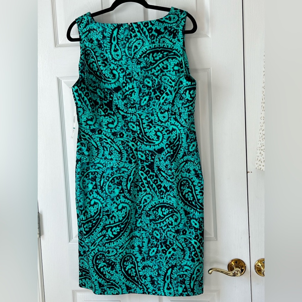 Jones New York Teal and Black Paisley Midi Dress - Picture 2 of 7